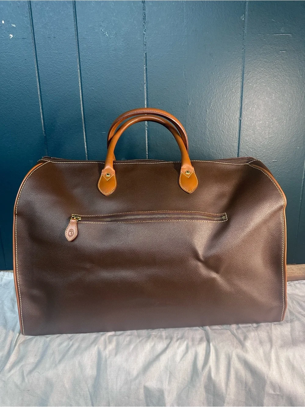 Vintage Brown Trussardi Collezione Crespo Boston Duffle Travel Bag Made In Italy